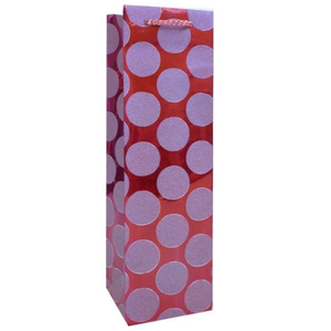 Paper Wine 1 Bottle Bag - Red Circles