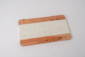 Marble and Acacia Wood Serving Board w/Cheese Knife