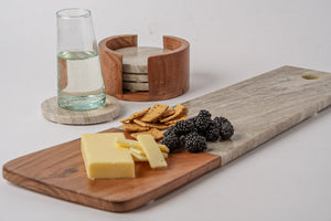 Marble and Acacia Wood Long Charcuterie Board