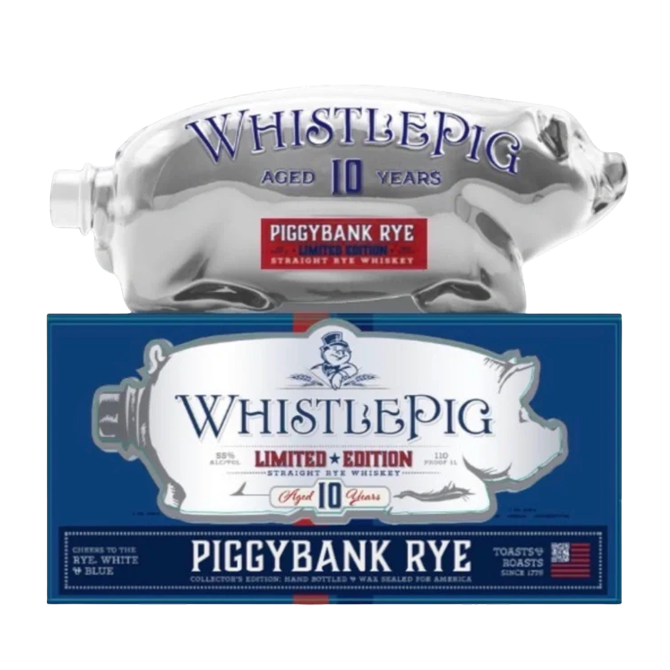 Red Bank Rye Whistlepig Piggy Bank 10 Year Rye Red White & Blue