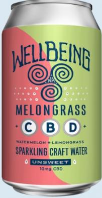 Well Being - CBD Sparkling Water Melon Grass (4 pack 12oz cans) (4 pack 12oz cans)