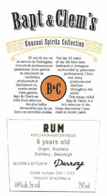 Bapt & Clems - 6 Year Old Australian Rum (750ml) (750ml)