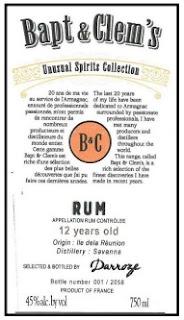 Bapt & Clems - Rum 12 Year Old Savanna (750ml) (750ml)